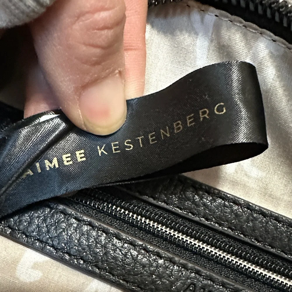 Aimee Kestenberg Bleecker Black Shimmer Leather Shoulder Bag - Picture 12 of 12
